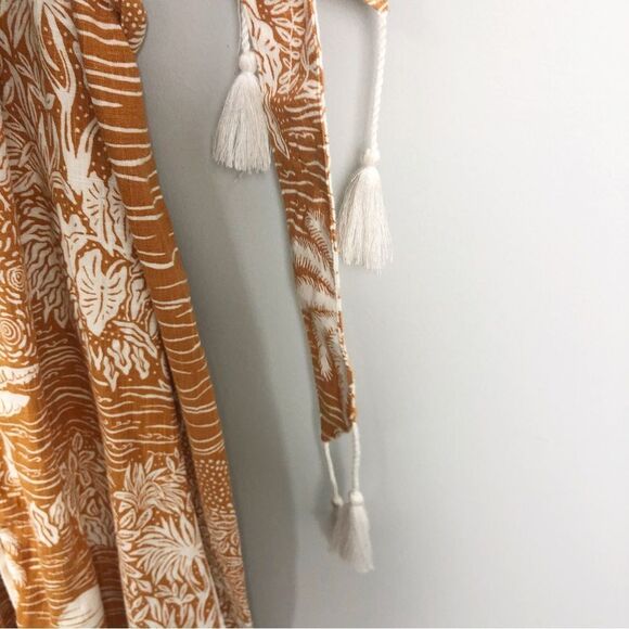 DESMOND & DEMPSEY x H&M | Landscape Caftan Midi Dress Belted Women’s Size Large - Picture 10 of 15